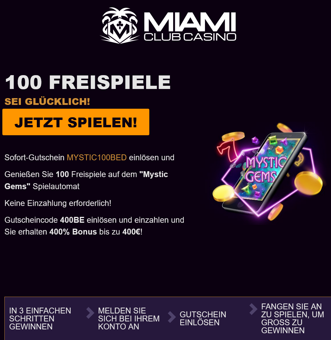 Miami Club
                                100 Free Spins