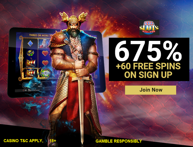Slots Village - 675% + 60 free spins. Game: Beowulf